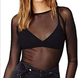 Mesh See Thru Long Sleeve Shirt NWT